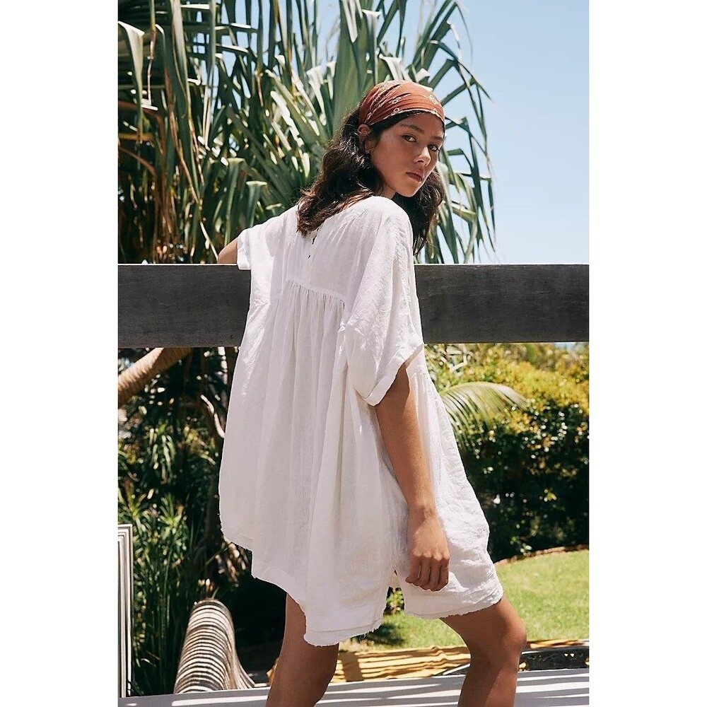 Free People We The Free Moon City Tunic Top Oversized Babydoll Ivory S 285732 - Picture 4 of 9